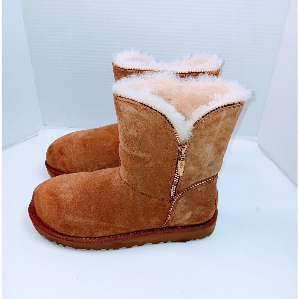 UGG Women's Chestnut Florence Zipper Suede Boots - Picture 3 of 7